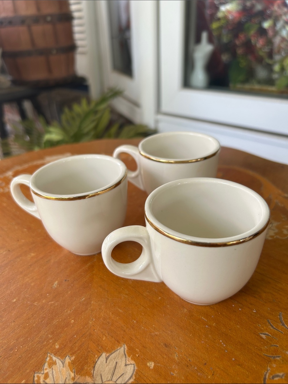 Vintage Ceramic Espresso Cups with Gold Rim